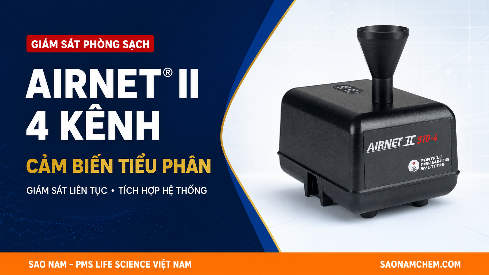 Airnet® II 4 kênh – Cảm biến tiểu phân phòng sạch